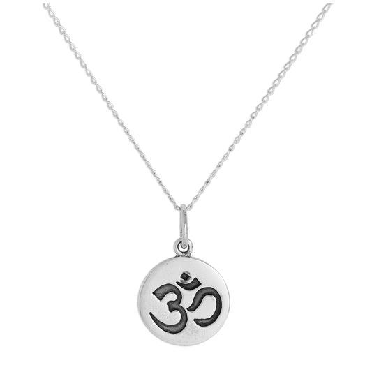 Sterling Silver Round Omh Pendant Necklace 14 - 32 Inches