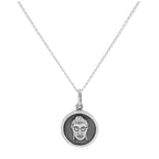 Sterling Silver Round Buddha Face Pendant Necklace 14 - 32 Inches