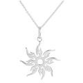 Sterling Silver Flaming Sun Pendant Necklace 16 - 24 Inches