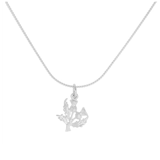 Sterling Silver Double Thistles Pendant Necklace 16 - 32 Inches