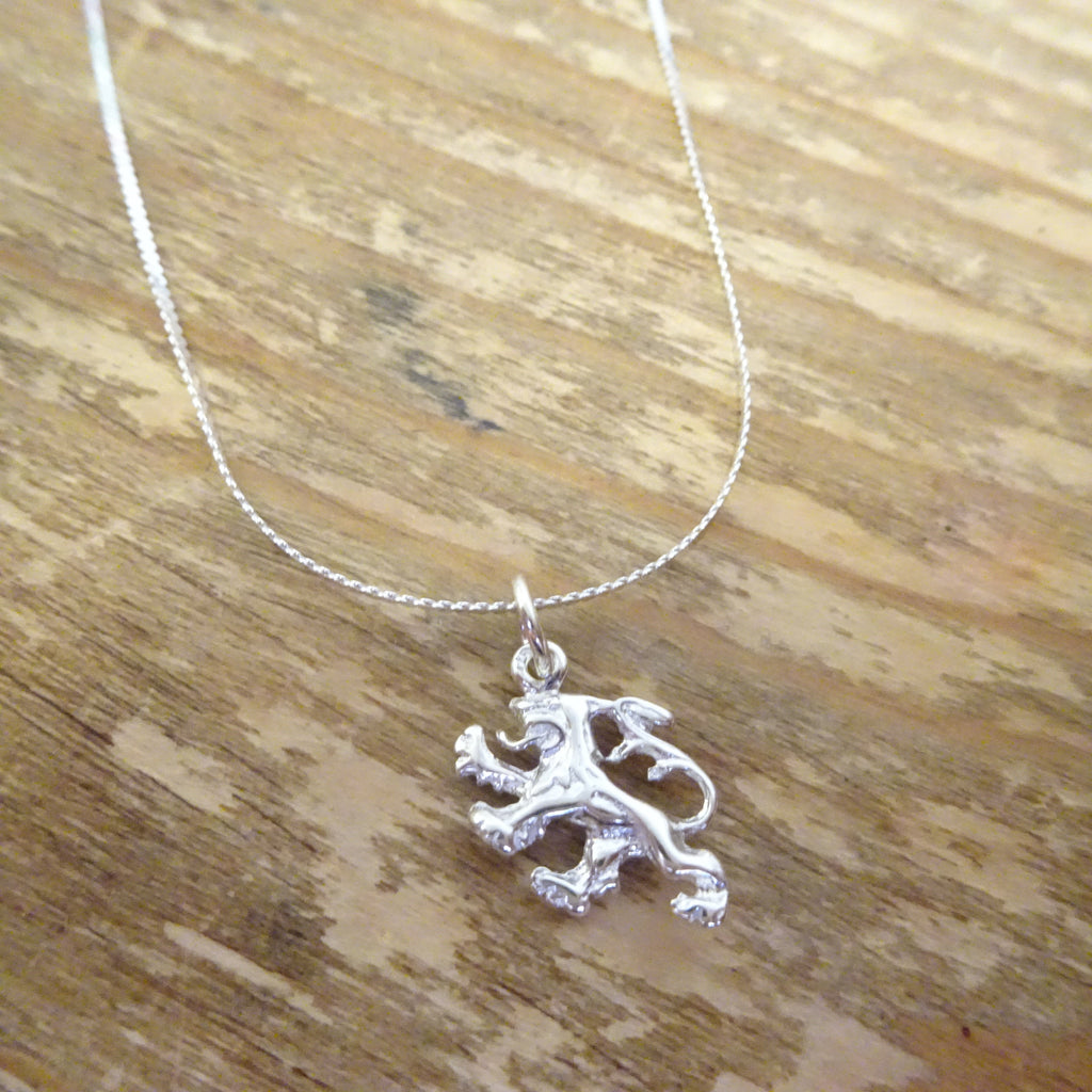 Sterling Silver English Rampant Lion Pendant Necklace 16 - 32 Inches