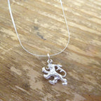 Sterling Silver English Rampant Lion Pendant Necklace 16 - 32 Inches