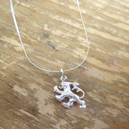Sterling Silver English Rampant Lion Pendant Necklace 16 - 32 Inches