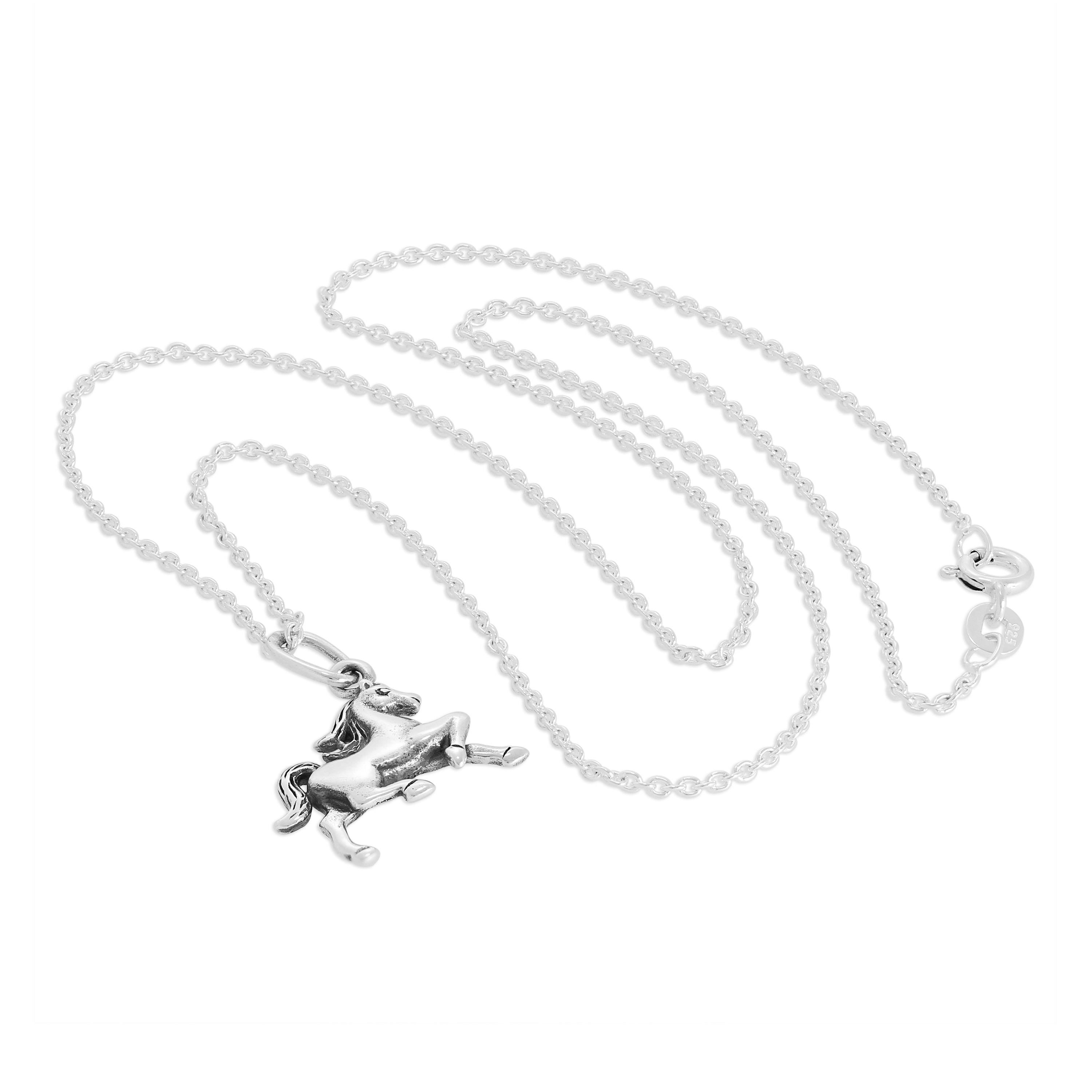 Sterling Silver Walking Horse Pendant Necklace 16 - 24 Inches