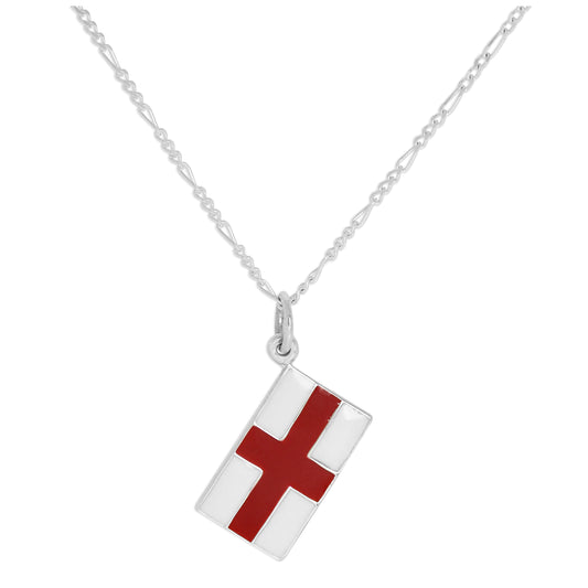 Sterling Silver English Flag Pendant Necklace 14 - 32 Inches