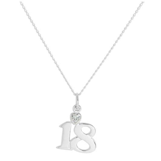 Sterling Silver 18 Pendant with Clear CZ Crystal Heart on Chain 16 - 24 Inches