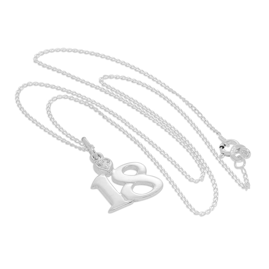 Sterling Silver 18 Pendant with Clear CZ Crystal Heart on Chain 16 - 24 Inches