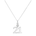 Sterling Silver 21 Pendant with Clear CZ Crystal Heart on Chain 16 -24 Inches