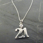 Sterling Silver 21 Pendant with Clear CZ Crystal Heart on Chain 16 -24 Inches