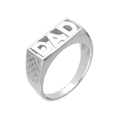 Sterling Silver Dad Ring Sizes L - Z+2