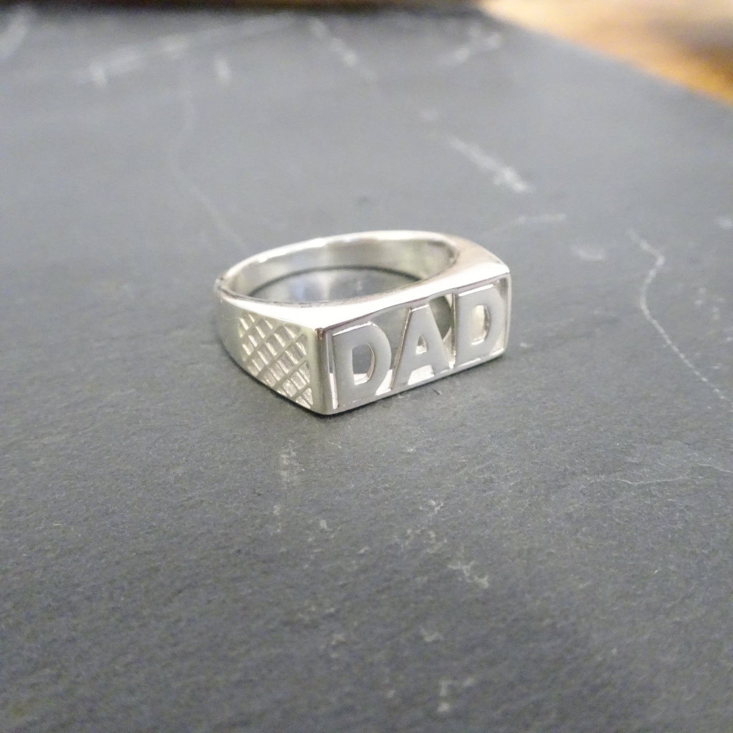 Sterling Silver Dad Ring Sizes L - Z+2