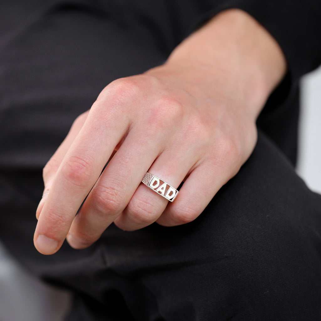 Sterling Silver Dad Ring Sizes L - Z+2