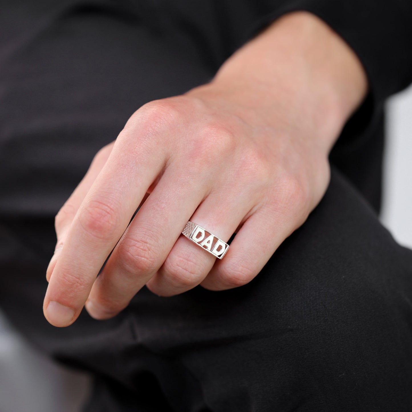 Sterling Silver Dad Ring Sizes L - Z+2