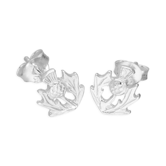Sterling Silver Small Thistle Stud Earrings