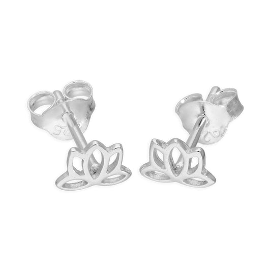 Sterling Silver Small Cut Out Lotus Stud Earrings