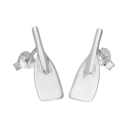 Sterling Silver Crossed Oars Stud Earrings