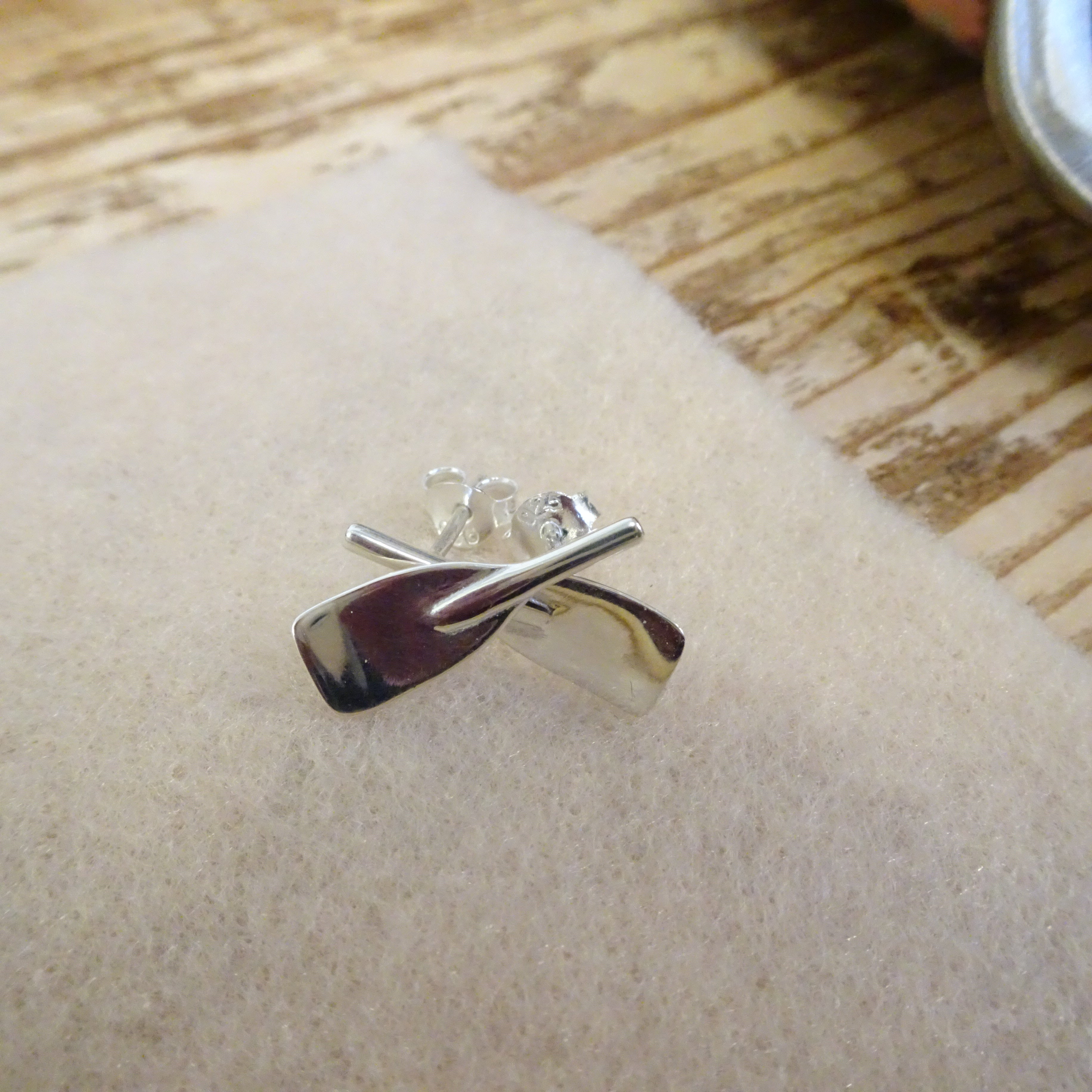 Sterling Silver Crossed Oars Stud Earrings