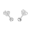 Sterling Silver & 3mm Round Clear Crystal Stud Earrings