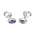 Sterling Silver & 6mm Oval Abalone Stud Earrings