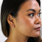 Sterling Silver & 4mm Round White Crystal Stud Earrings