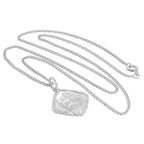 Sterling Silver Diamond Cut Square St Christopher Necklace 16 - 24 Inches