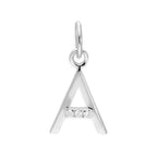 Sterling Silver & Triple 1.2pt Diamond Alphabet Letter Pendant A - Z