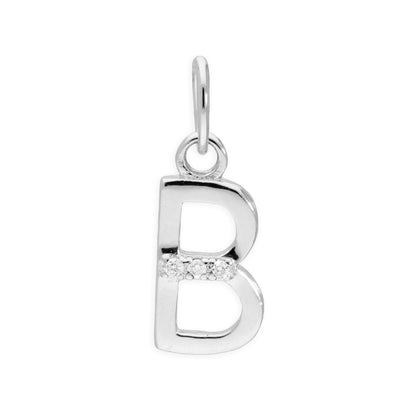 Sterling Silver & Triple 1.2pt Diamond Alphabet Letter Pendant A - Z