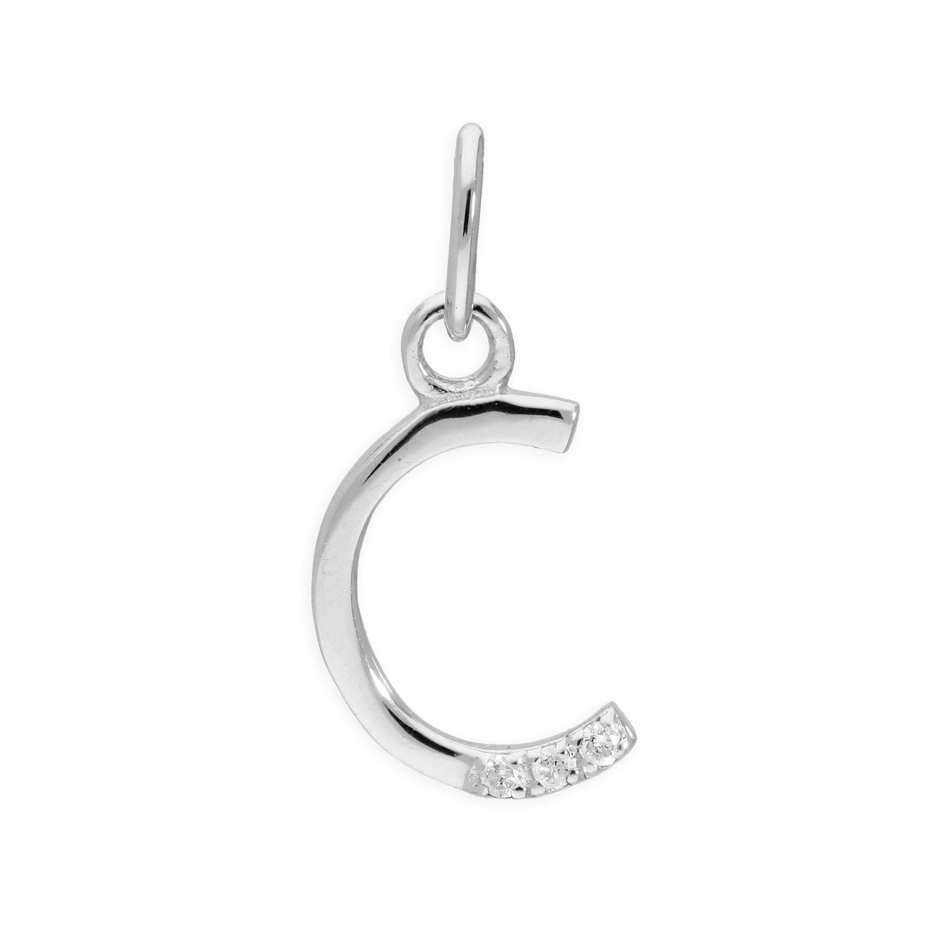 Sterling Silver & Triple 1.2pt Diamond Alphabet Letter Pendant A - Z