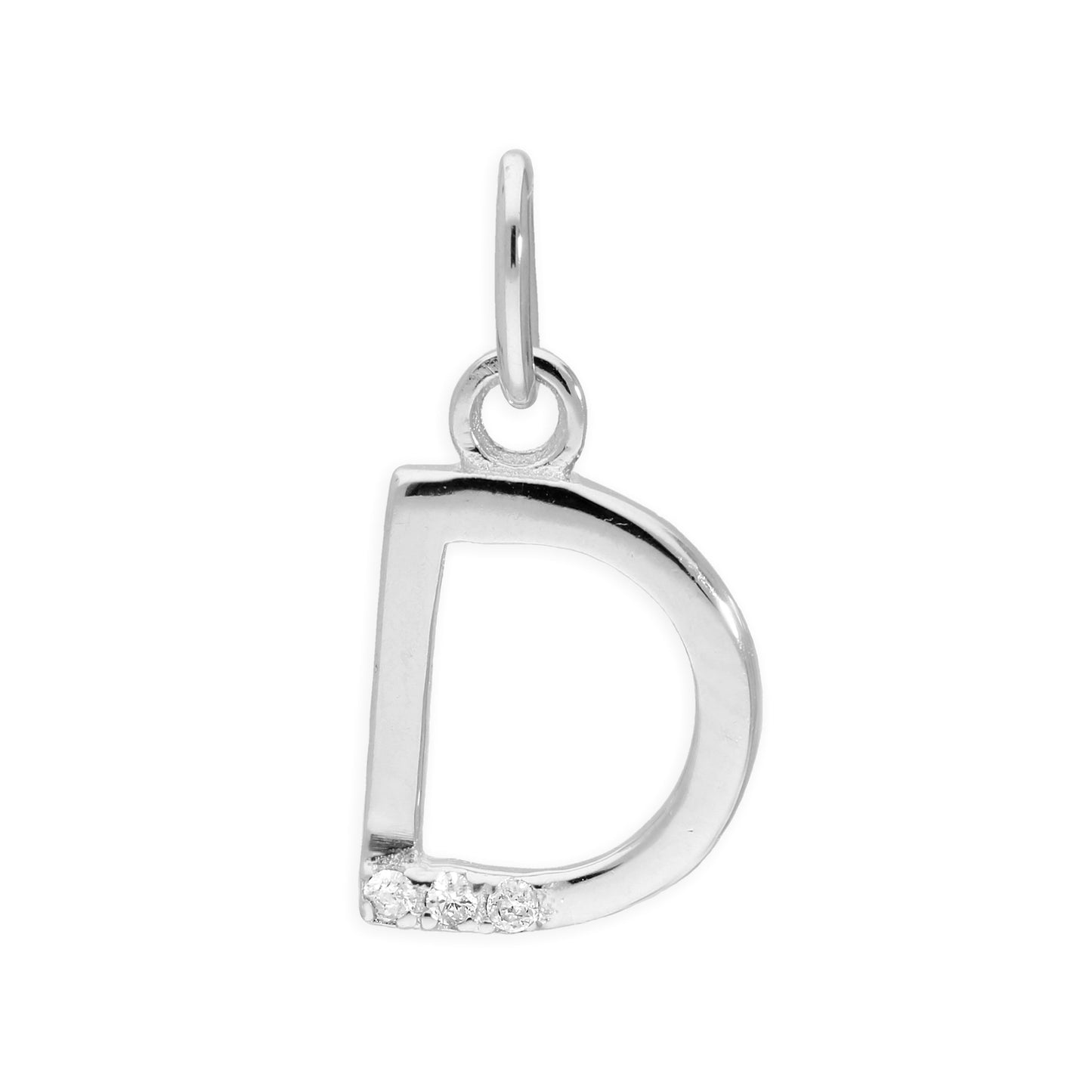 Sterling Silver & Triple 1.2pt Diamond Alphabet Letter Pendant A - Z