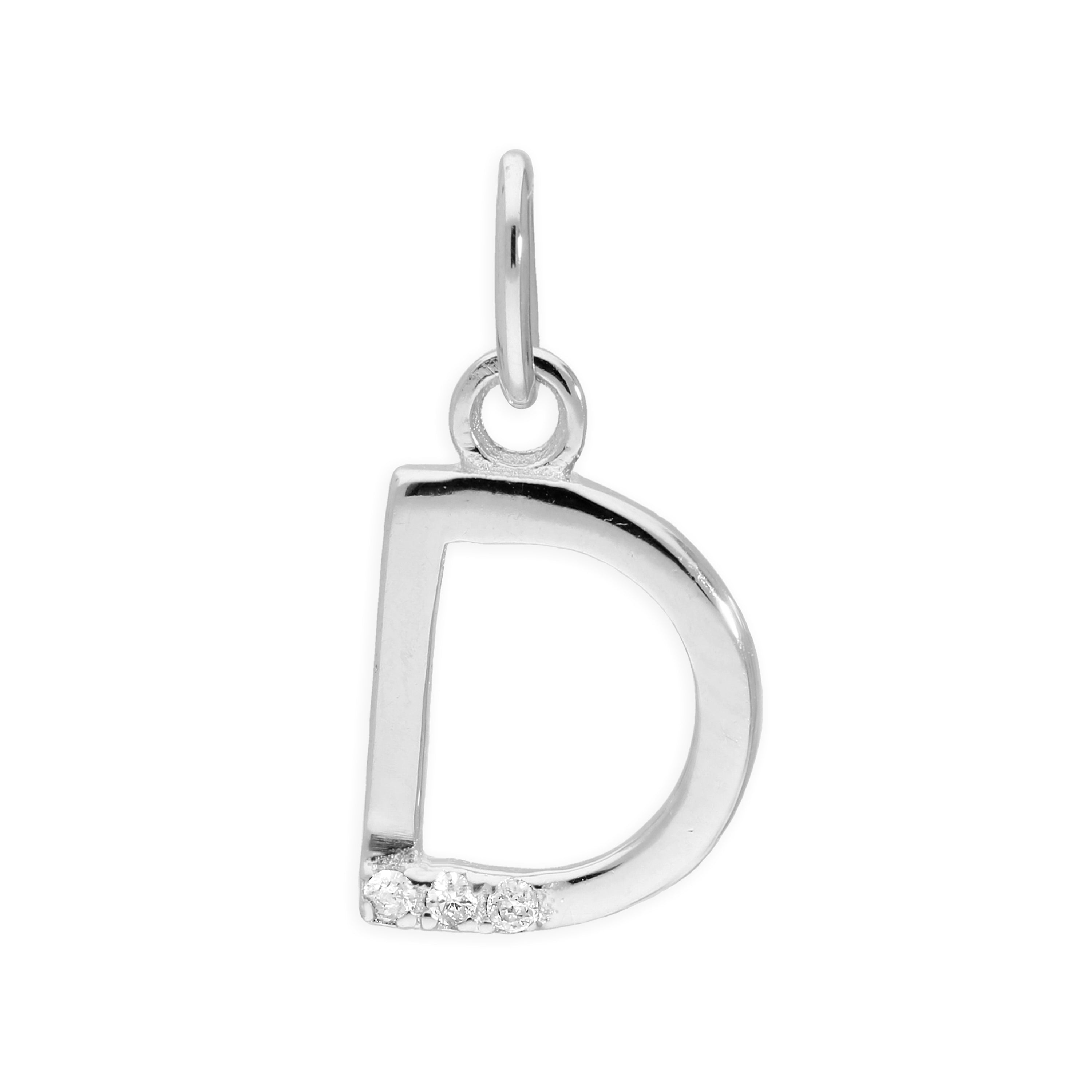 Sterling Silver & Triple 1.2pt Diamond Alphabet Letter Pendant A - Z