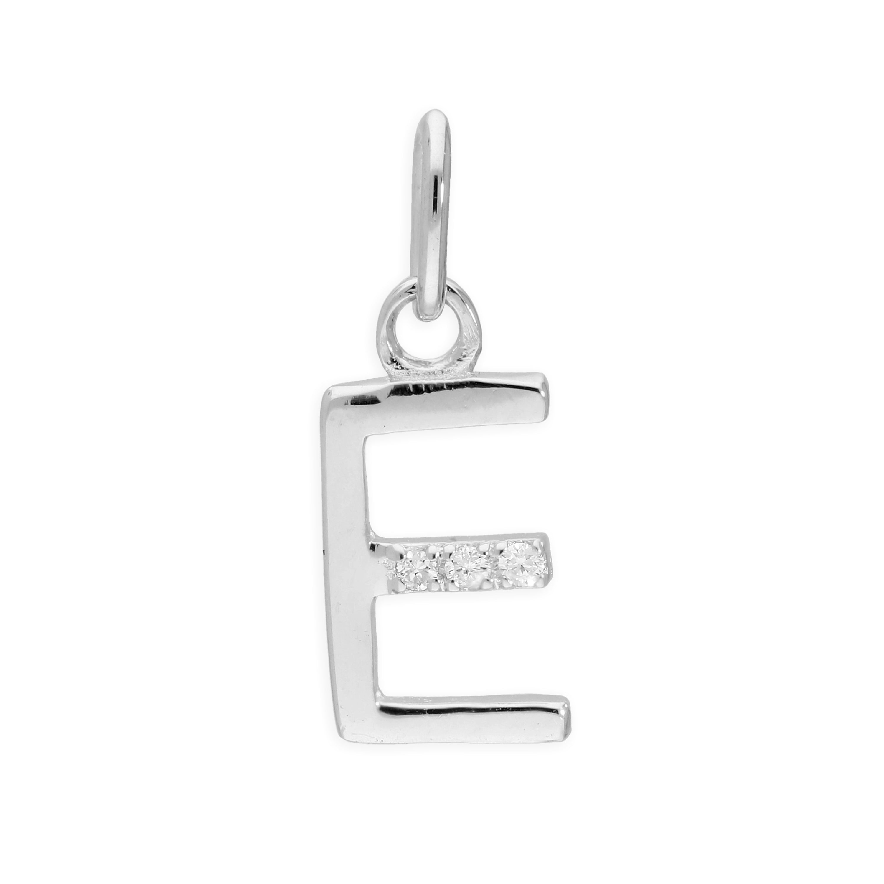 Sterling Silver & Triple 1.2pt Diamond Alphabet Letter Pendant A - Z
