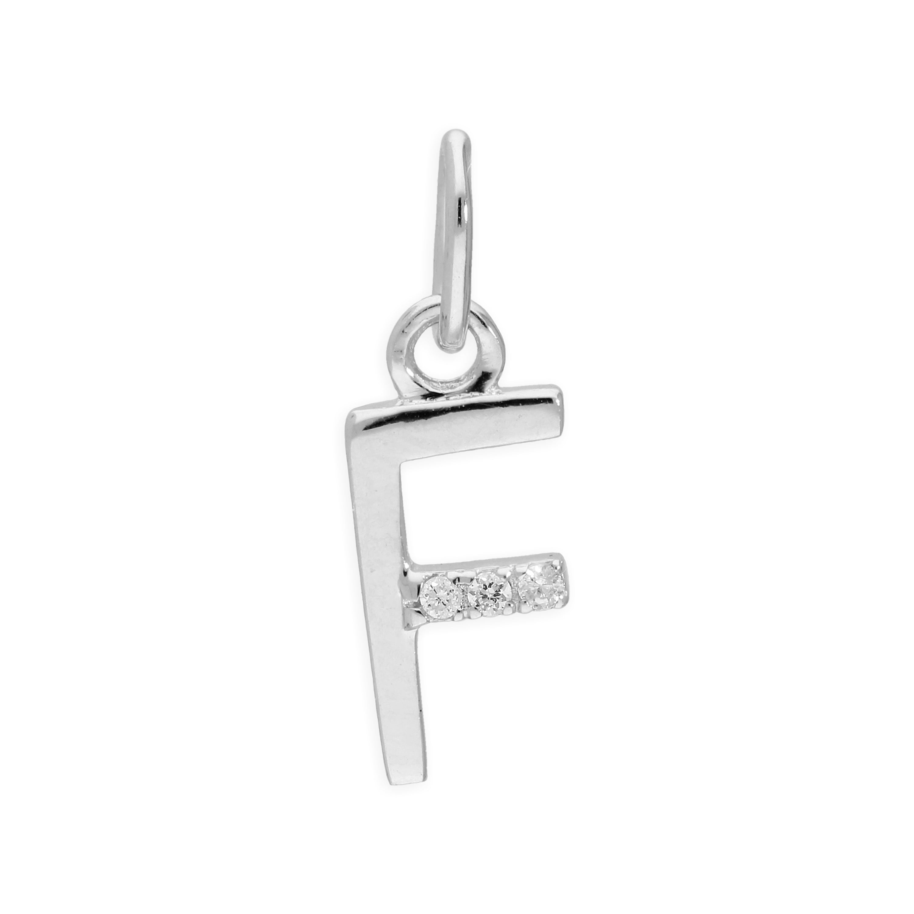 Sterling Silver & Triple 1.2pt Diamond Alphabet Letter Pendant A - Z