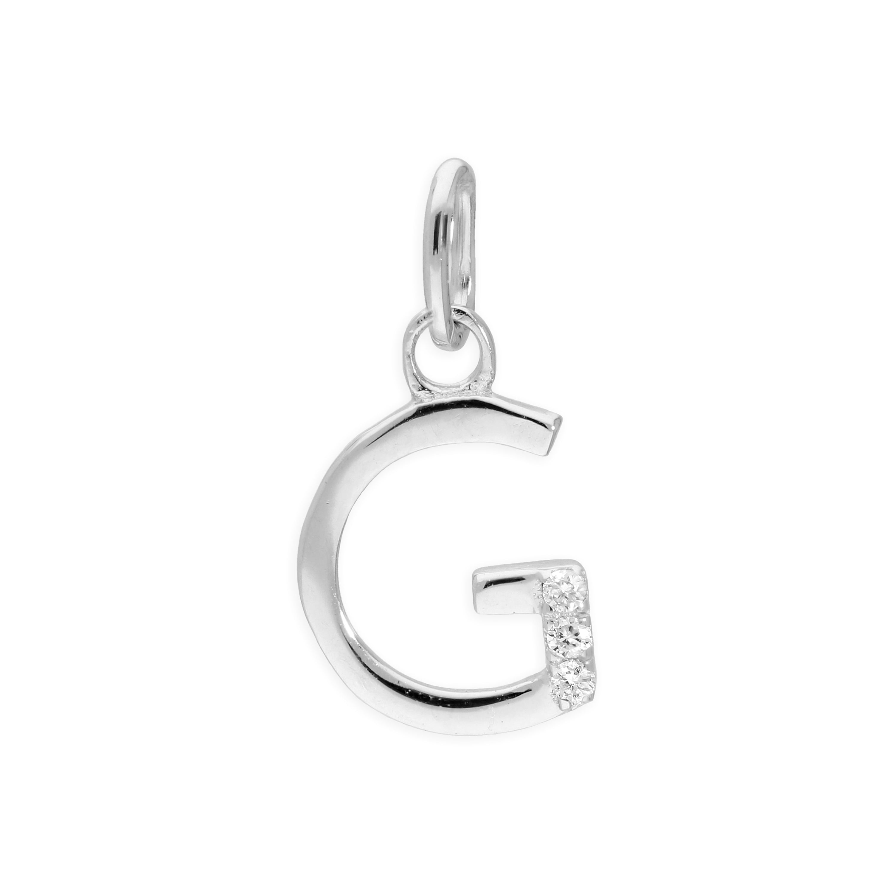 Sterling Silver & Triple 1.2pt Diamond Alphabet Letter Pendant A - Z