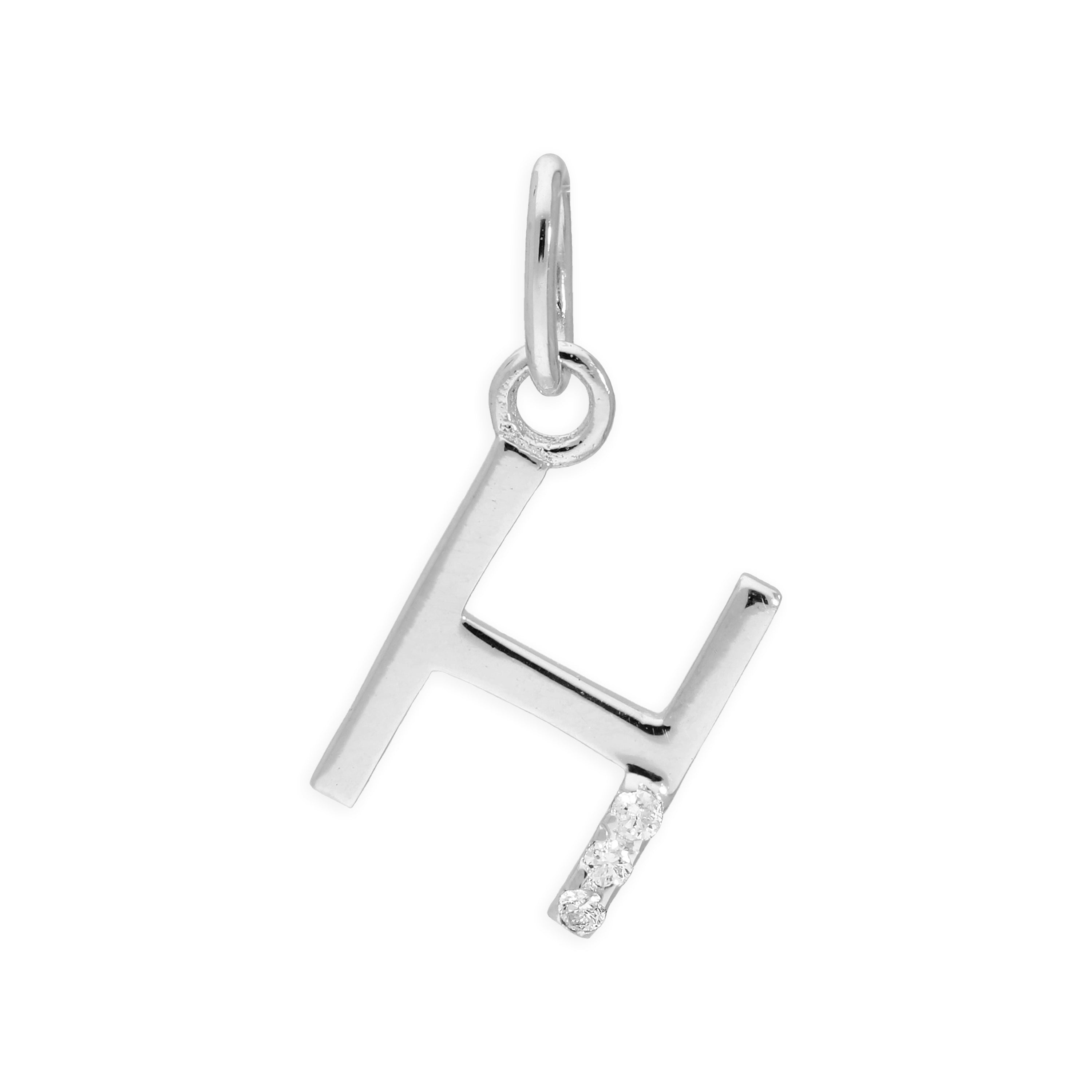 Sterling Silver & Triple 1.2pt Diamond Alphabet Letter Pendant A - Z