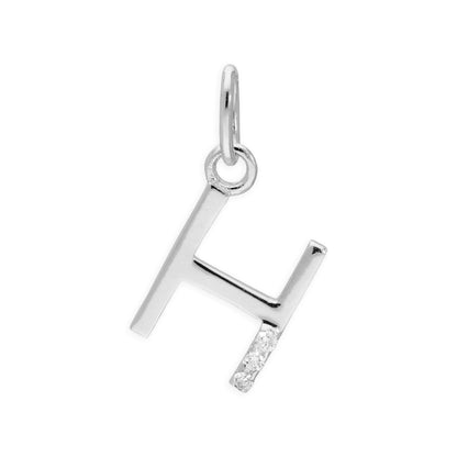 Sterling Silver & Triple 1.2pt Diamond Alphabet Letter Pendant A - Z