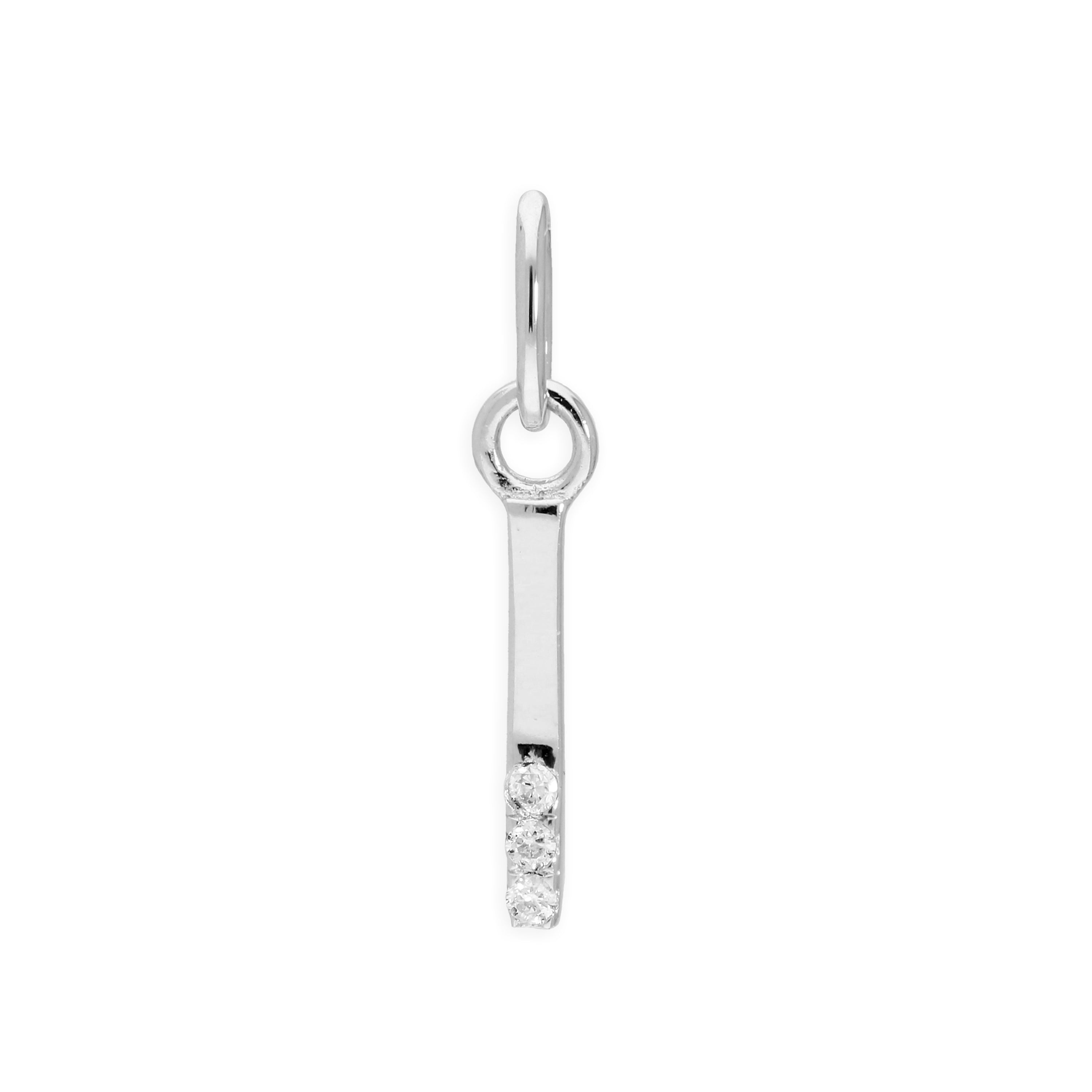Sterling Silver & Triple 1.2pt Diamond Alphabet Letter Pendant A - Z