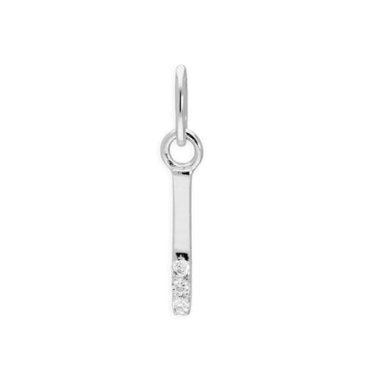 Sterling Silver & Triple 1.2pt Diamond Alphabet Letter Pendant A - Z