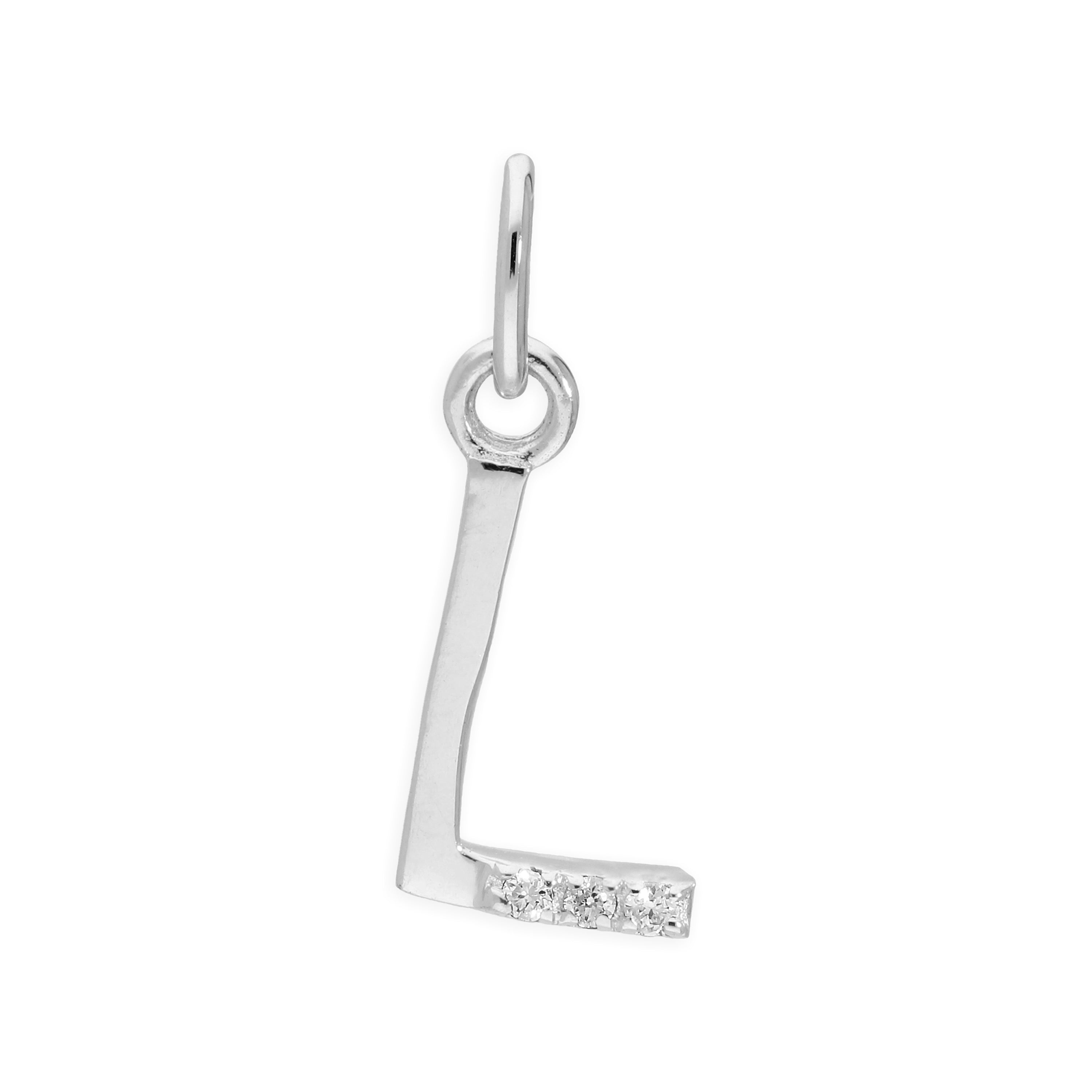 Sterling Silver & Triple 1.2pt Diamond Alphabet Letter Pendant A - Z
