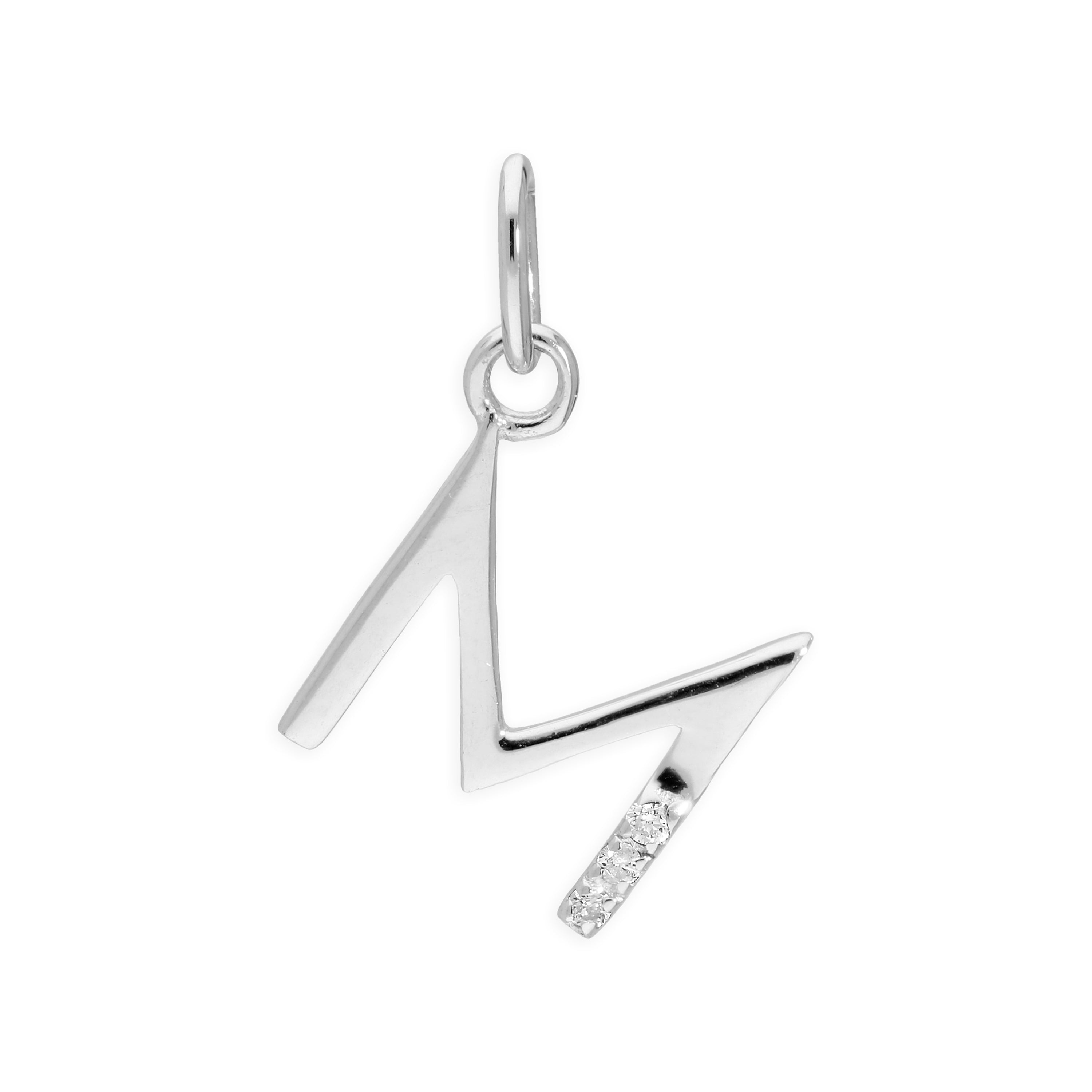 Sterling Silver & Triple 1.2pt Diamond Alphabet Letter Pendant A - Z