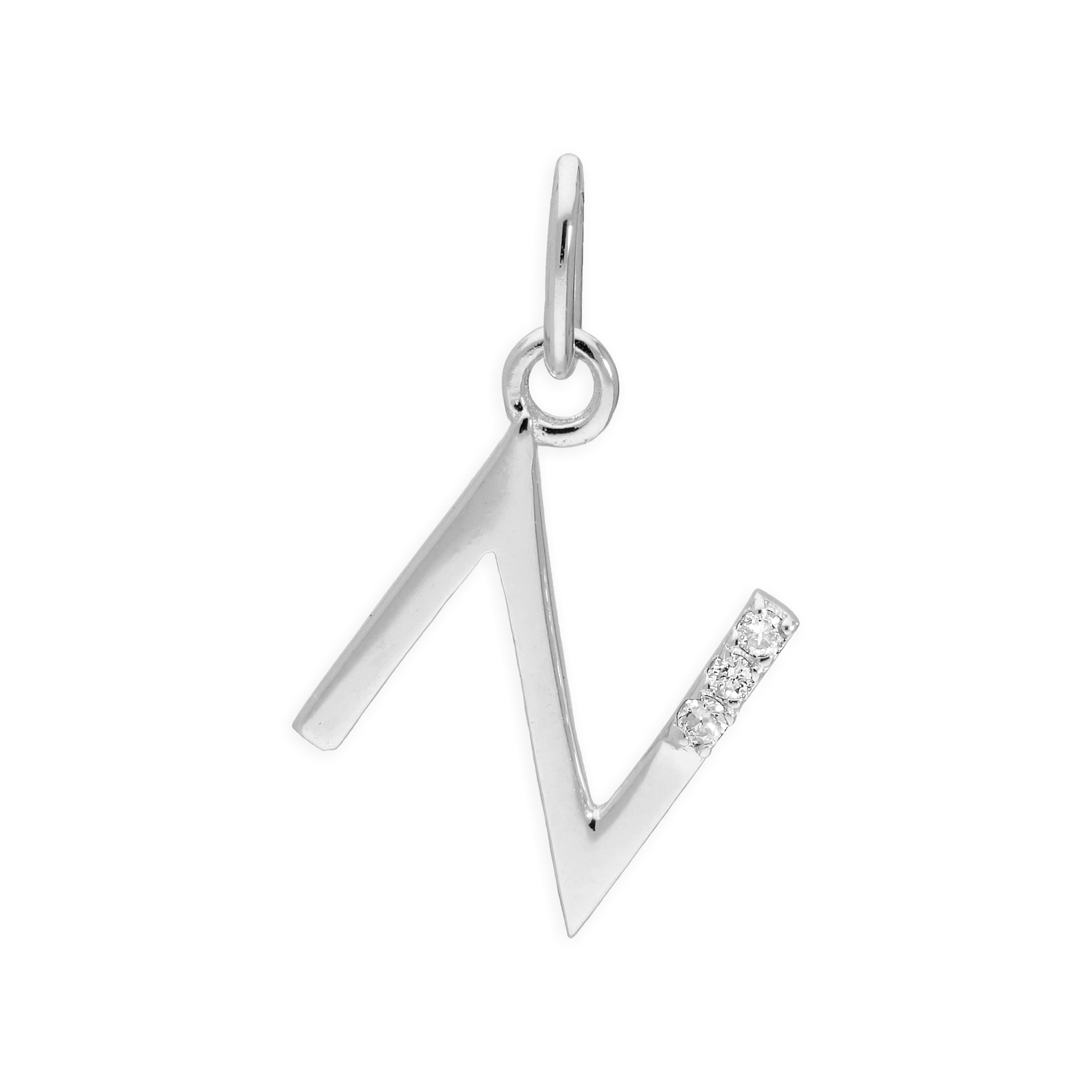 Sterling Silver & Triple 1.2pt Diamond Alphabet Letter Pendant A - Z