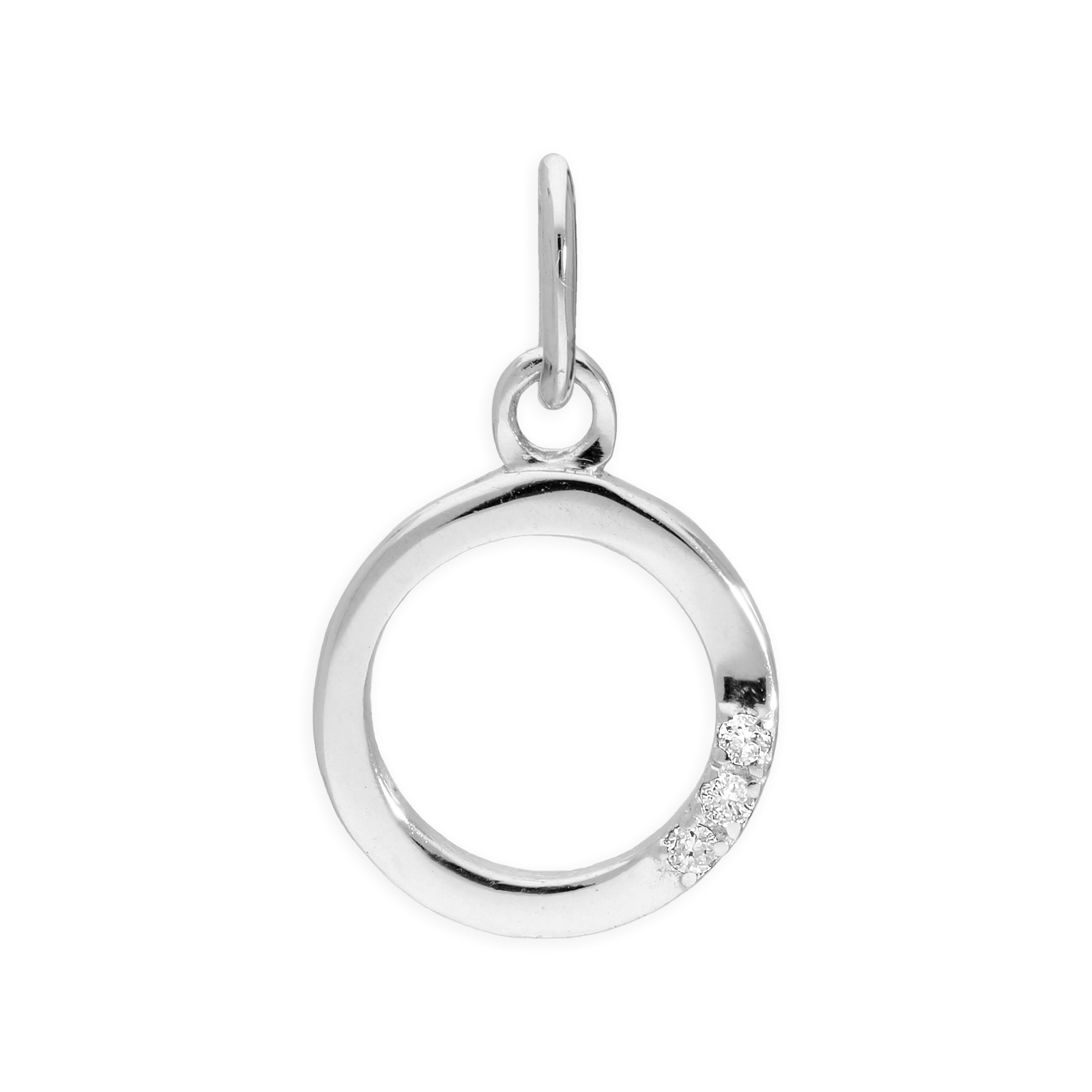 Sterling Silver & Triple 1.2pt Diamond Alphabet Letter Pendant A - Z