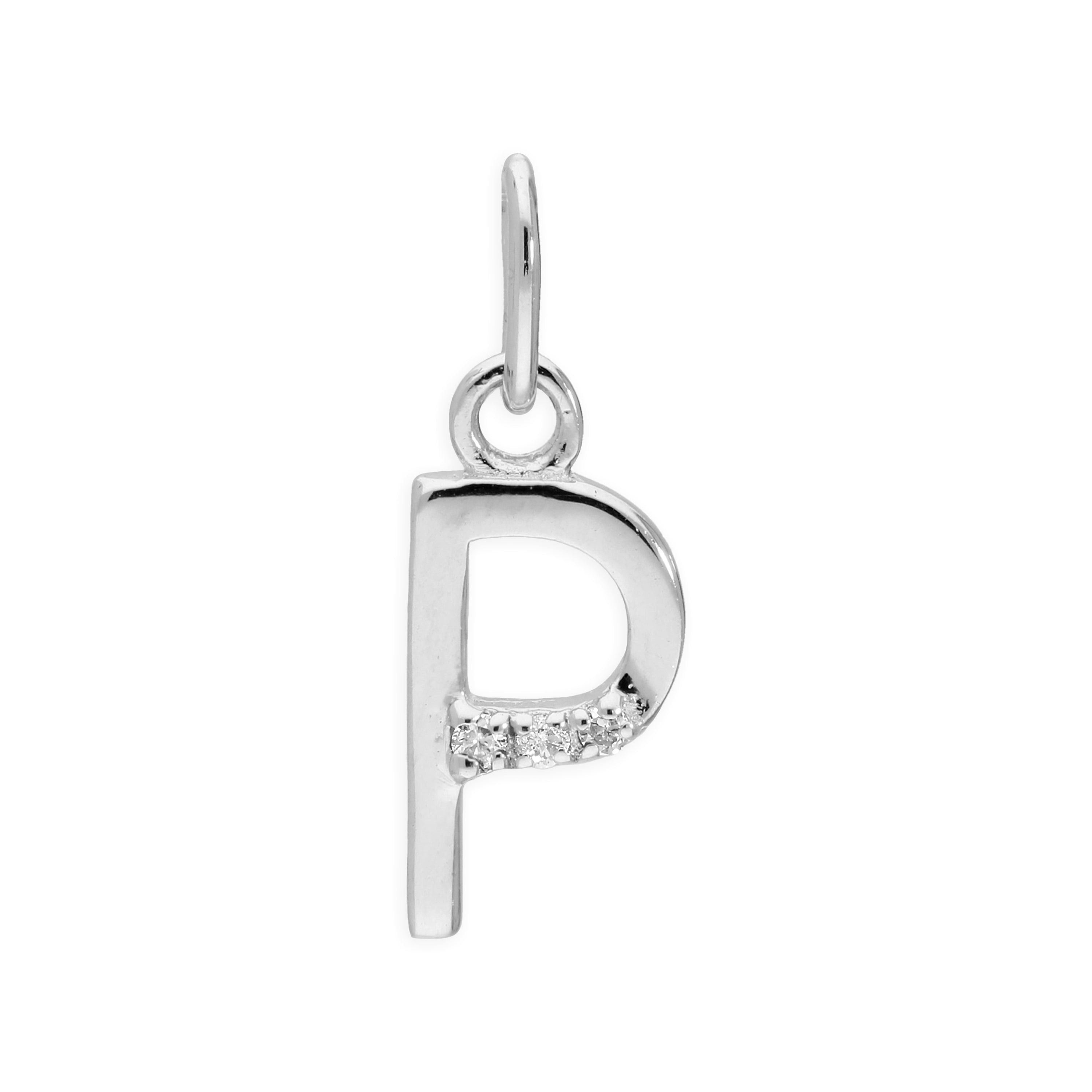 Sterling Silver & Triple 1.2pt Diamond Alphabet Letter Pendant A - Z