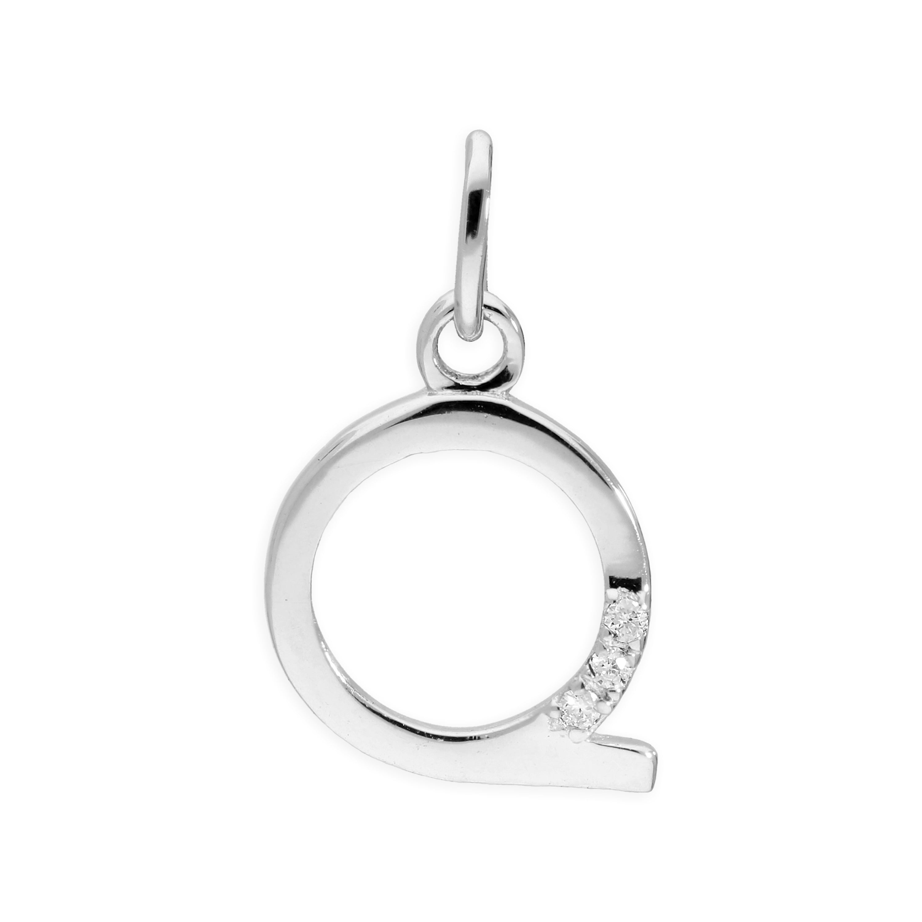 Sterling Silver & Triple 1.2pt Diamond Alphabet Letter Pendant A - Z