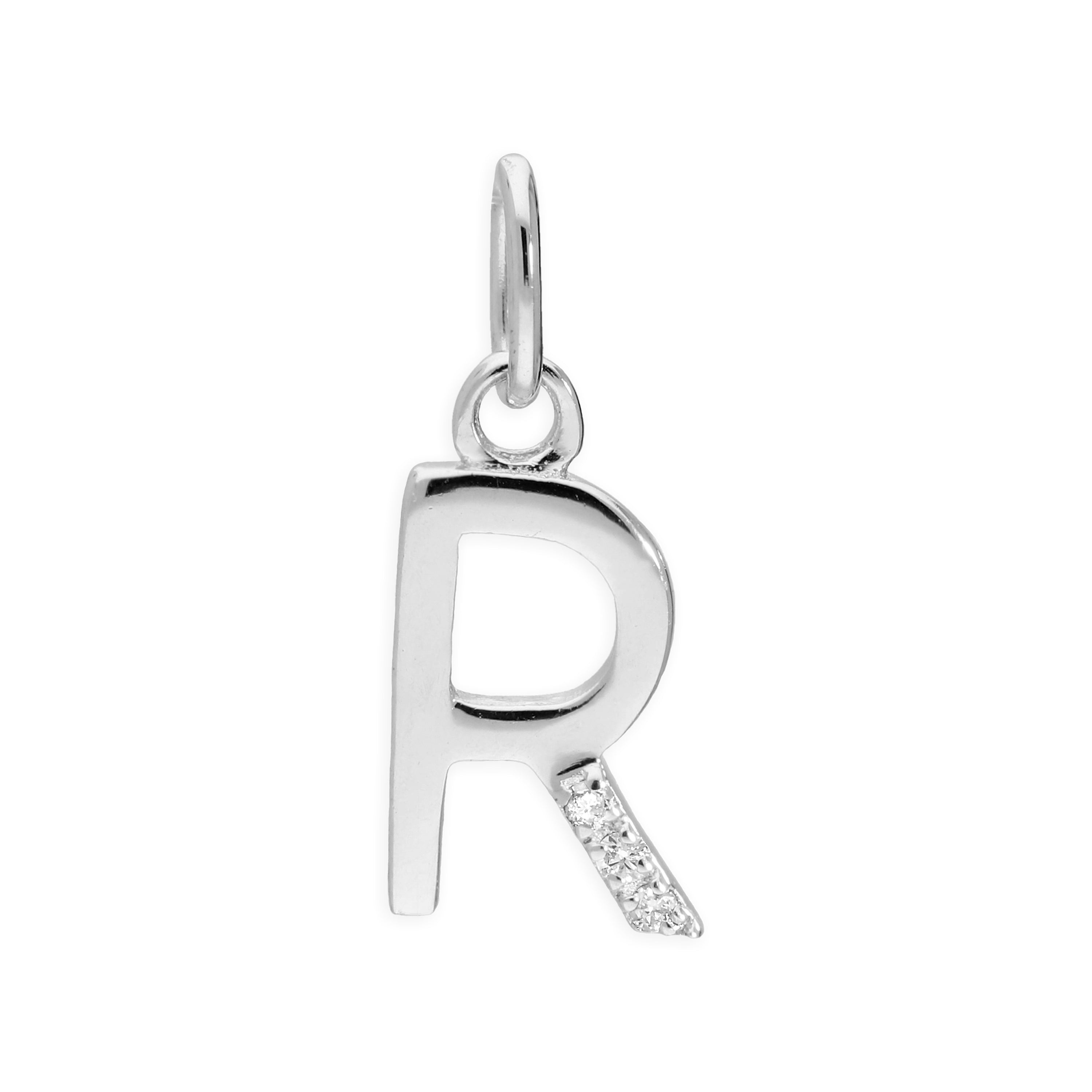 Sterling Silver & Triple 1.2pt Diamond Alphabet Letter Pendant A - Z
