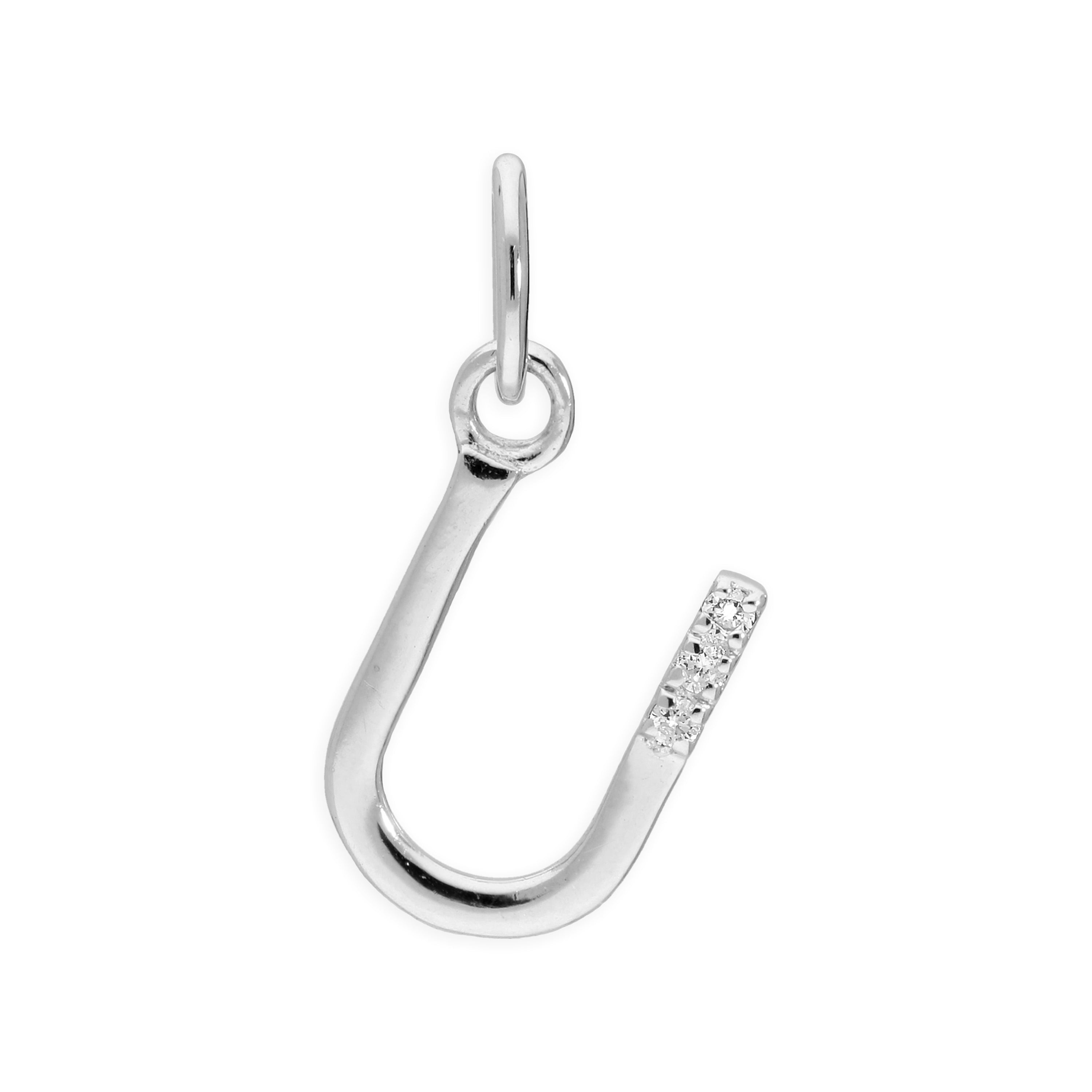 Sterling Silver & Triple 1.2pt Diamond Alphabet Letter Pendant A - Z