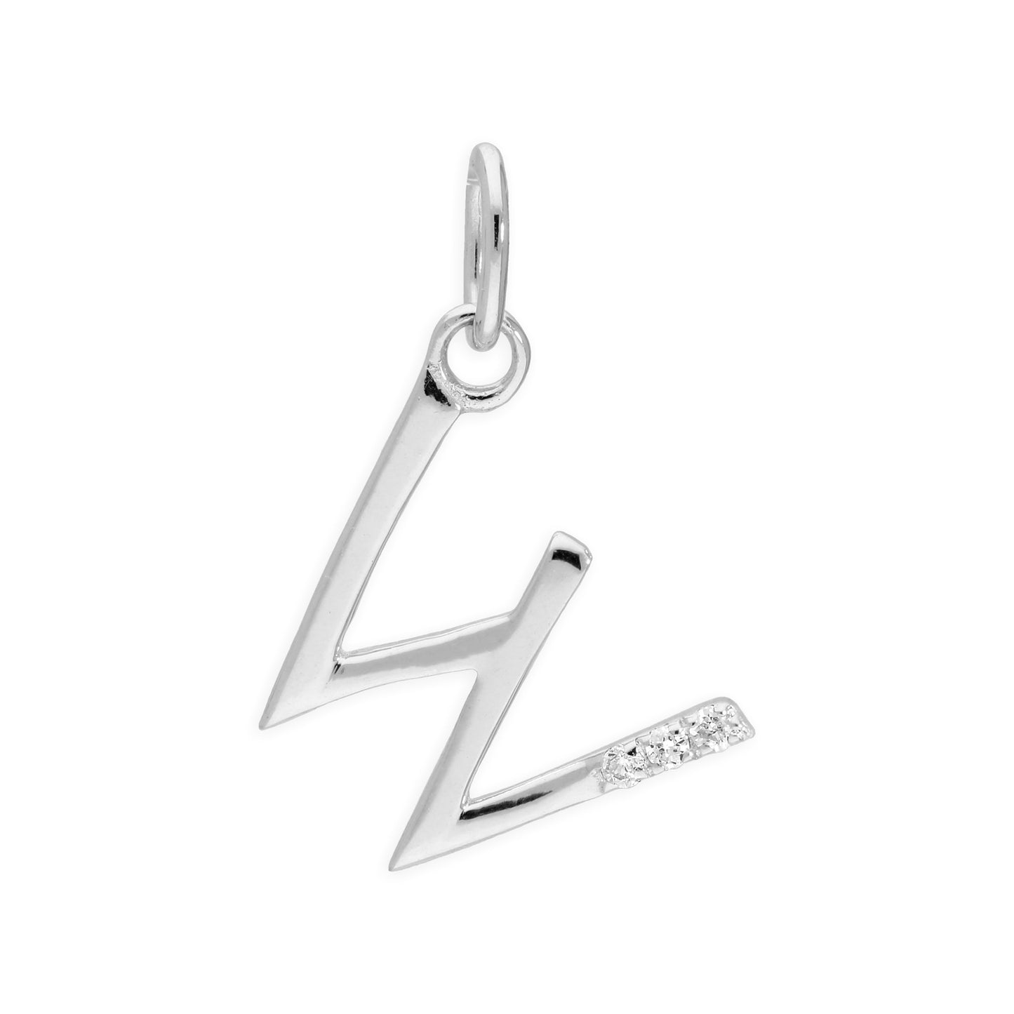 Sterling Silver & Triple 1.2pt Diamond Alphabet Letter Pendant A - Z