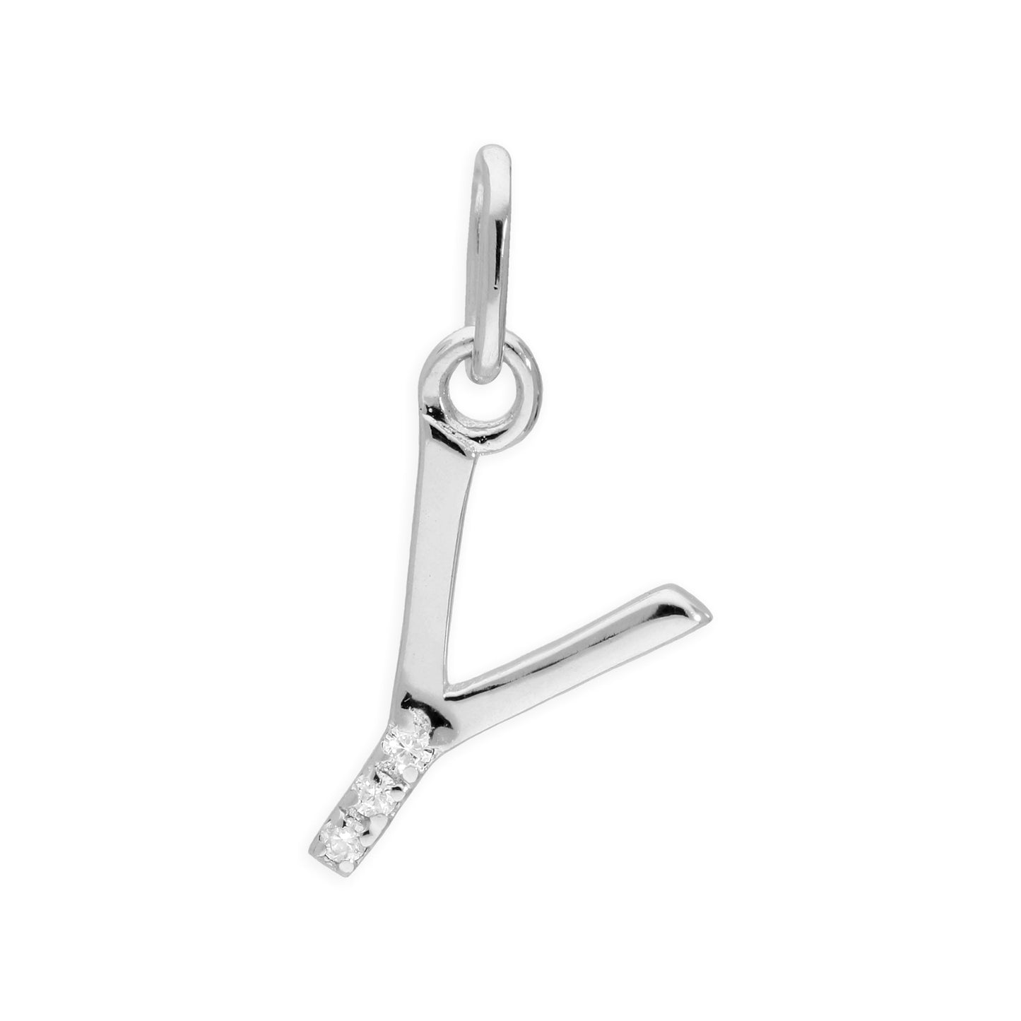 Sterling Silver & Triple 1.2pt Diamond Alphabet Letter Pendant A - Z