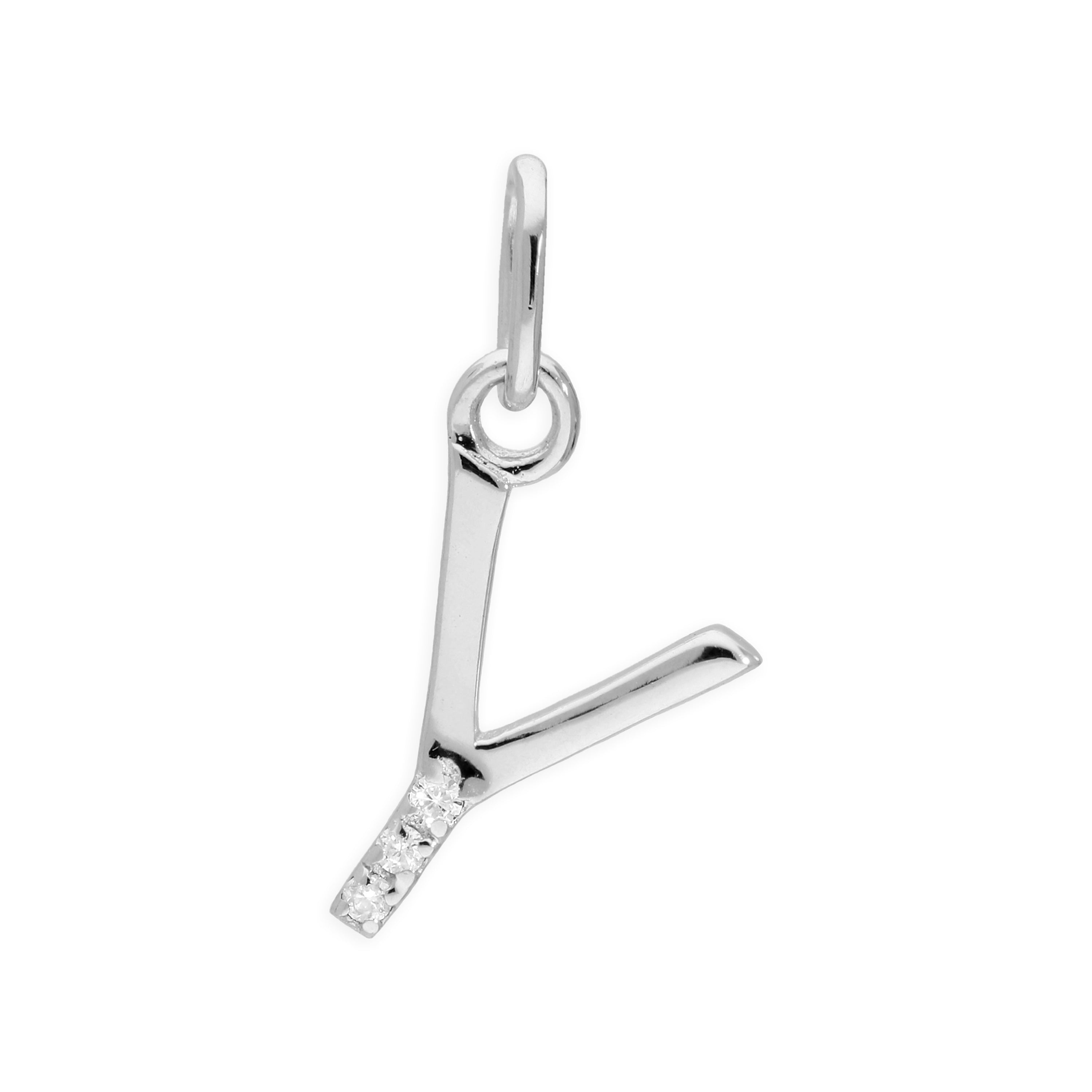 Sterling Silver & Triple 1.2pt Diamond Alphabet Letter Pendant A - Z