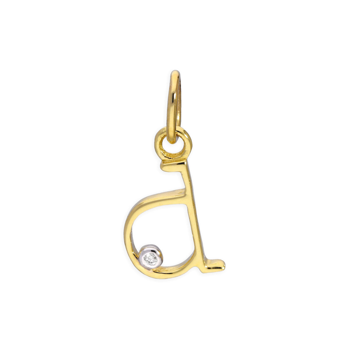 9ct Yellow Gold 0.4pts Diamond Alphabet Letter Pendant A - Z