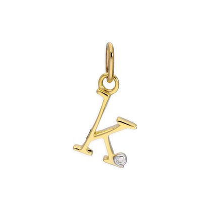 9ct Yellow Gold 0.4pts Diamond Alphabet Letter Pendant A - Z